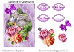 English Roses and Waterfall