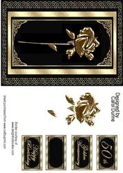 Gold Rose and Lace on Black
