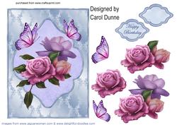 Belle Epoque Roses on Blue Brocade