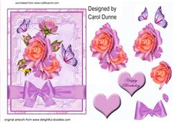 Lilac Roses on Fancy Background