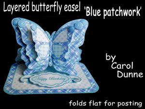 Layered Butterfly Easel - Blue Patchwork
