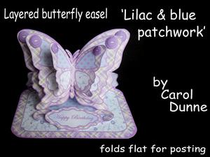 Layered Butterfly Easel - Lilac and Blue Patchwork