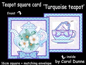 Teapot Square Card- Turquoise Teapot