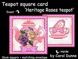 Teapot Square Card - Heritage Roses