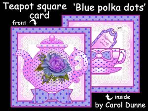 Teapot Square Card - Blue and Purple