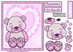 Baby Girl Pink Check Decoupage