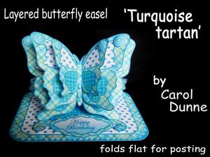 Layered Easel Card-butterfly- Turquoise Tartan