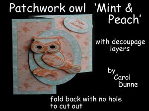Patchwork Owl Fold Back (no Hole) Mint & Peach