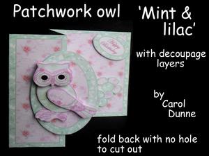 Patchwork Owl Fold Back (no Hole) Mint & Lilac