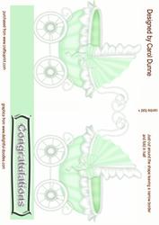 Green Pram Shaped Card