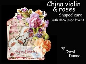 China Violin with Roses Shaped Card
