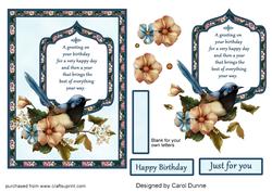 Blue Bird Birthday Decaoupage