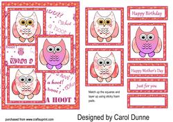 Three Squares Pink Owls