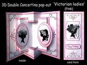 3D Concertina Pop-out - Victorian Ladies (pink)