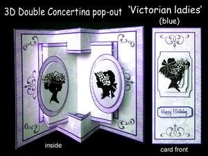 3D Concertina Pop-out - Victorian Ladies (blue)