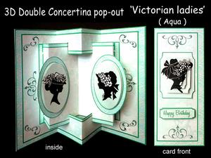 3D Concertina Pop-out - Victorian Ladies (aqua)