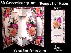 3D Concertina Pop-out - Bouquet of Roses