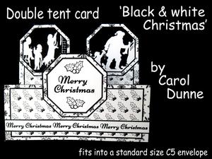 Double Tent Cards- Black & White Christmas