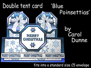 Double Tent Cards- Blue Poinsettias