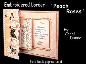 Embroidered Border - Peach Roses