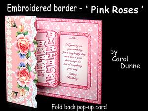 Embroidered Border - Pink Roses