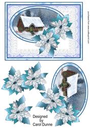 Christmas Cottage with Poinsettia