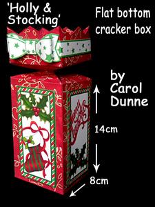 Flat Bottom Cracker Box- Holly & Stocking