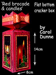 Flat Bottom Cracker Box- Red Brocade with Candles