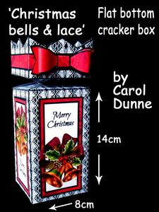 Flat Bottom Cracker Box- Christmas Bells & Lace