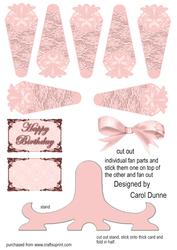 Pink Lace Fan in Separate Parts