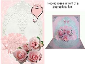 Pink Lace Fan with Roses Pop-up Kit