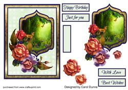 Deer with Roses Decoupage