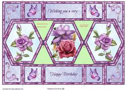 Heritage Roses Hexagon Shutter Card