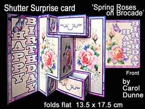 Shutter Surprise Card - Spring Roses on Brocade
