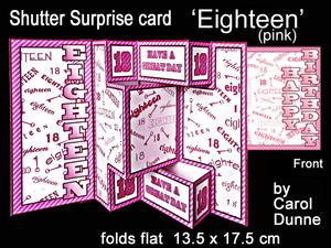 Shutter Surprise Card - Eighteen (pink)