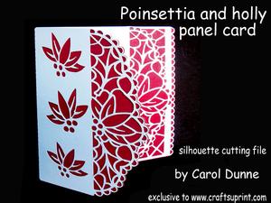 Poinsettia And Holly Panel Card