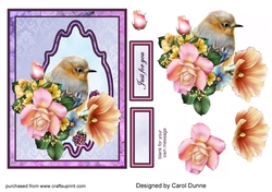 Pretty bird with flowers.