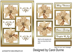 Three squares Gold poinsettias