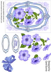 Petunias on an Oval Blue Frame
