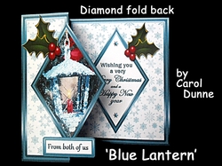 Diamond fold back  Blue lantern with holly
