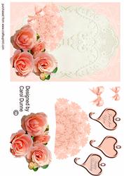 Peach Roses with Lace Fan