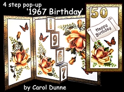 4 step pop-up Yellow Roses Birthday 1967