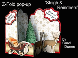 Z-Fold pop-up Sleigh & reindeers