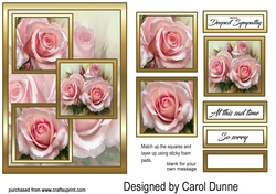 3 squares Pink Roses Sympathy