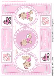 New Baby Girl Circle Shutter Card