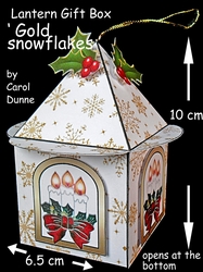 Lantern gift box gold snowflakes