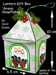 Lantern gift box green snowflakes