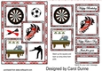 Three squares- Darts, snooker & football (Red)
