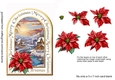 Arched card Winter scene with poinsettias