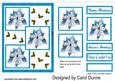 Three Squares - Blue Poinsettias